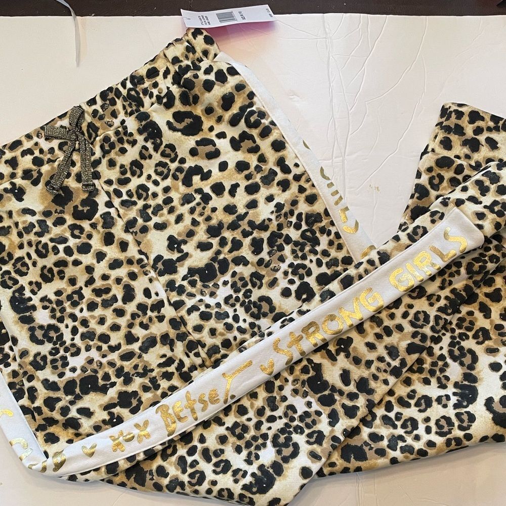 GIRLS BETSY JOHNSON‎ LEOPARD PRINT JOGGERS, sz 10